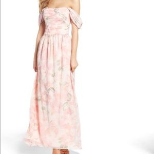 Long convertible pink floral dress bridesmaid